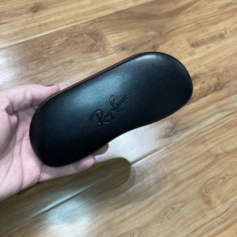 Ray Ban Glasses Case Clamshell Hard Black Leather Suede Standard‎ Size